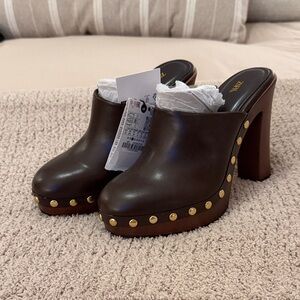 Zara Dark Brown Studded Mules